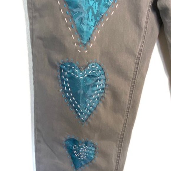 Upcycled Grey Jeans/recycled jeans/embellished jeans/reworked jeans - Picture 5 of 8